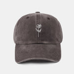 Line Rose Pattern Washed Cotton Decorative Baseball Cap