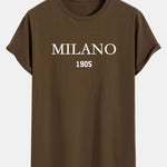 Milano Slogan Print Cotton Arc Hem T-Shirt