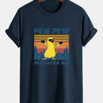 Regular Fit PEW PEW MADAFAKAS Duck Print Cotton T-Shirt