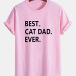 Regular Fit Best Cat Dad Ever Print Cotton T-Shirt