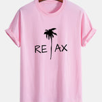 Regular Fit Relax Palm Tree Print Cotton T-Shirt
