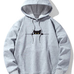 Black Cat Print Drop Shoulder Relaxed Hoodie