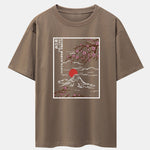 Cherry Blossoms Mountain Print Drop Shoulder Oversize T-Shirt