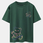 Colorful Bear Print Drop Shoulder Oversize T-Shirt