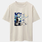 Starry Sky Bear Print Drop Shoulder Oversize T-Shirt