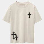 Cross Print Drop Shoulder Oversize T-Shirt