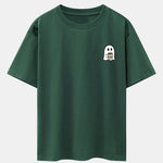 Ghost Drinking Coffee Print Drop Shoulder Oversize T-Shirt