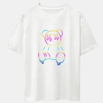 Gradient Dissolving Bear Print Drop Shoulder Oversize T-Shirt