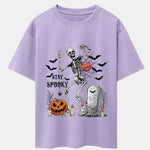 Halloween Skeleton Stay Spooky Print Drop Shoulder Oversize T-Shirt