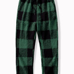 Straight Leg Plaid Pattern Teddy Pants