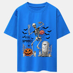 Halloween Skeleton Stay Spooky Print Drop Shoulder Oversize T-Shirt