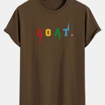 Goat Print Cotton Arc Hem T-Shirt