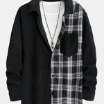 Plaid Corduroy Patchwork Button Up Shirt & Corduroy Jogger Pants