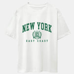 New York Varsity Print Drop Shoulder Oversize T-Shirt