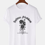 Gothic Style Rose Print T-Shirts