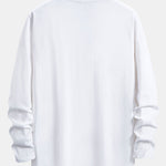 Long Sleeve Smiley Face Print Cotton Arc Hem T-Shirt