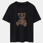 Geometric Dissolving Bear Drop Shoulder Oversize T-Shirt