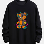 Tattered Bear Print Relax Fit Sweatshirt