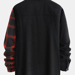Long Sleeve Corduroy Plaid Panel Shirt & Corduroy Jogger Pants