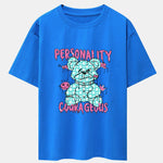 Dissolving Bear Slogan Print Drop Shoulder Oversize T-Shirt
