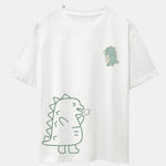 Fire-breathing Dinosaur Print Drop Shoulder Oversize T-Shirt