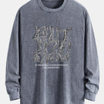 But You Know Print Relax Fit Long Sleeve Washed Distressed T-Shirt