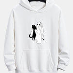Ghost Black Cat Print Relax Fit Hoodie