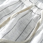 Linen Cotton Blend Drawstring Striped Shorts