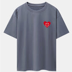 Smiley Heart Print Drop Shoulder Oversize T-Shirt