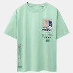 Waves Tokyo Ukiyo-e Print Drop Shoulder Oversize T-Shirt
