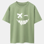 Dissolved Smiley Face Print Drop Shoulder Oversize T-Shirt