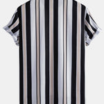 Stripe Print Button Up Shirt & Swim Short