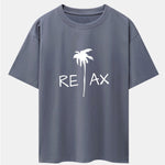 Relax Palm Tree Print Drop Shoulder Oversize T-Shirt
