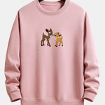 Two Little Deer Print Relax Fit Sweatshirt