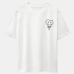 Dissolving Heart Smiley Face Print Drop Shoulder Oversize T-Shirt