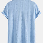 Knitted Geometric Rhombus Jacquard Button Up Shirt
