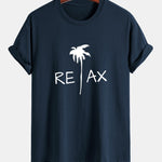 Regular Fit Relax Palm Tree Print Cotton T-Shirt