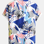 Geometric Leaf Print Button Up Shirt