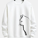 Cat Silhouette Print Relax Fit Sweatshirt