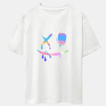 Colorful Smiley Face Print Drop Shoulder Oversize T-Shirt