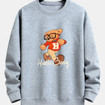 Bear With Glasses Print Relax Fit Sweatshirt
