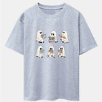 Ghost Reading Book Print Drop Shoulder Oversize T-Shirt