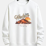 Mountain Landscape Illustration Print Relax Fit Sweatshirt