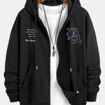 Los Angeles Slogan Print Relax Fit Zip Hoodie