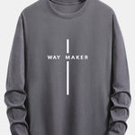 Long Sleeve Way Maker Stripe Print Cotton T-Shirt