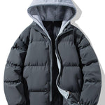 Contrast Detachable Hooded Puffer Coat