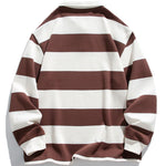 Relax Fit Waffle Wide Striped Polo Sweatshirt