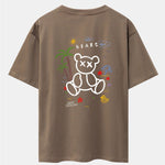 Bear On Vacation Print Drop Shoulder Oversize T-Shirt