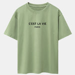 Paris Letter Print Dropped Shoulders Oversize T-Shirt