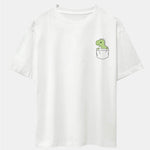 Pocket Dinosaur Print Drop Shoulder Oversize T-Shirt